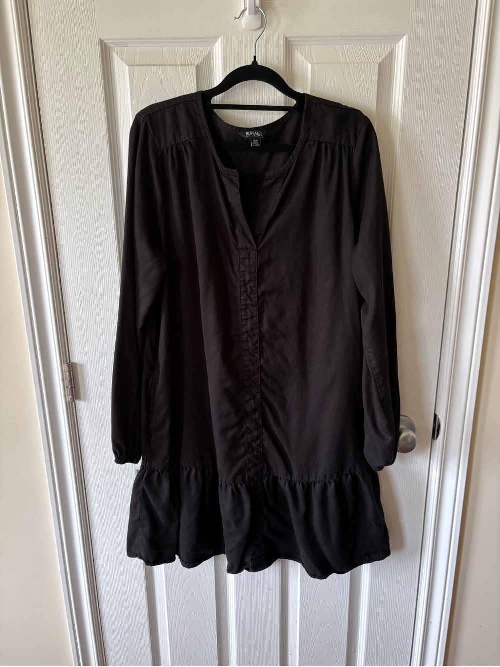 Black Long Sleeve Ruffled Babydoll Dress or Tunic - Picture 2 of 4